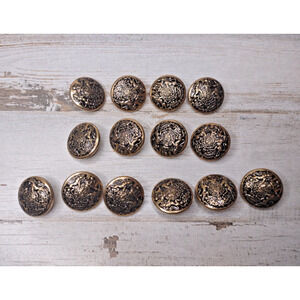 14 Vintage Reproduction British Army Coat of Arms Goldtone Buttons Lion Unicorn